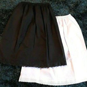 Black White 100% Cotton Underskirts US Size 10 Half Slip Waist Slip Petticoat